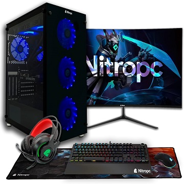 NitroPC - Pack Diamond | PC Gaming Completo (Intel Core i7 12700K 12/20 5.0GHz, RTX 4060 8GB, RAM 32GB, M.2 2TB, Windows 11 | WiFi, Monitor Curvo 27", Teclado, ratón, Cascos) PC sobremesa