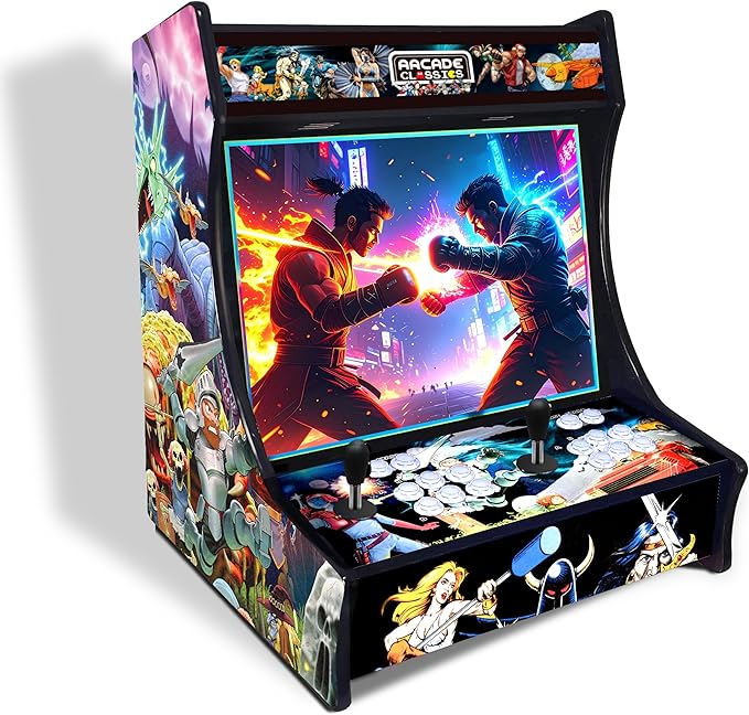Arcade Mueble con Monitor de 22 Pulgadas , 6 Botones Arcade por Jugador, Marquesina retroiluminada, Aceptador de Monedas, Preparado para encender y Jugar