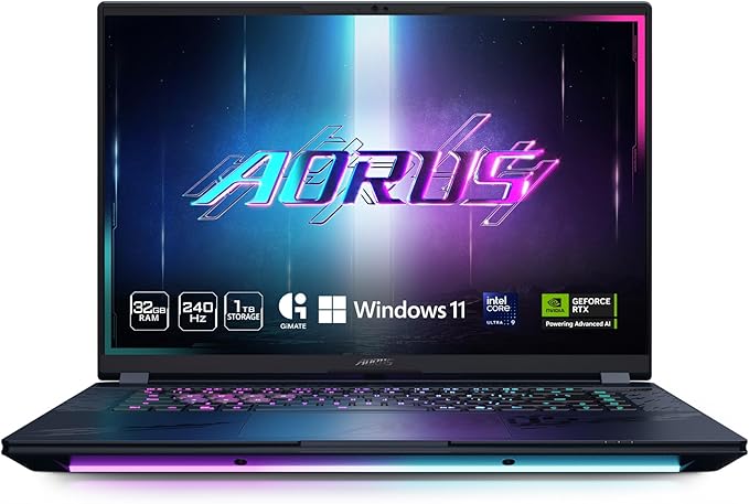 GIGABYTE - Laptop para juegos AORUS MASTER 16 - 240Hz 2560x1600 OLED - NVIDIA GeForce RTX 5070 Ti - Intel Core Ultra 9 275HX - SSD de 1 TB con RAM DDR5 de 32 GB - Windows 11 Home AD (AORUS MASTER 16