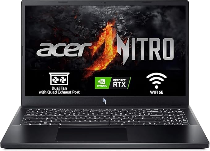 Acer Nitro V 15 ANV15-51-92U9, Ordenador Portátil Gaming 15.6" Full HD 165Hz (Intel Core i9-13900H, 32GB RAM, 1024 GB SSD, NVIDIA GeForce RTX 4060, Sin Sistema Operativo) Negro, Teclado QWERTY Español