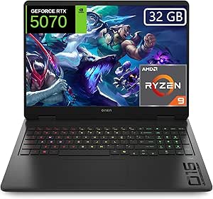 HP OMEN 16-ap0032ns - Ordenador portátil Gaming 16" 2K AMD Ryzen 9-8940HX, 32GB RAM, 1TB SSD, NVIDIA RTX 5070, FreeDos - Negro - Teclado QWERTY Español