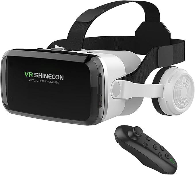 LONGLU - Auriculares VR para teléfonos móviles con pantalla de 4,7 a 6,7 pulgadas, gafas de realidad virtual 3D Bluetooth con controlador compatible con iPhone y Samsung Android Cellphone