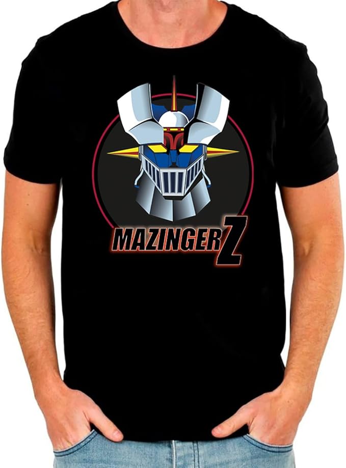 Camiseta Mazinger Z Hombre Manga Corta 100% Algodon -Color Negro-Camiseta Anime-EGB-Manga-Dibujos
