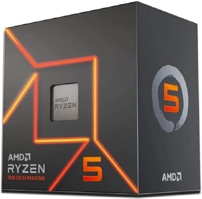 AMD Ryzen 5 7600 Procesador (tarjeta gráfica Radeon integrada, 6 núcleos/12 threads, 65W TDP, Socket AM5, 38MB Caché, Reloj de aumento máx. hasta 5.1 GHz,con ventilador Wraith Stealh)
