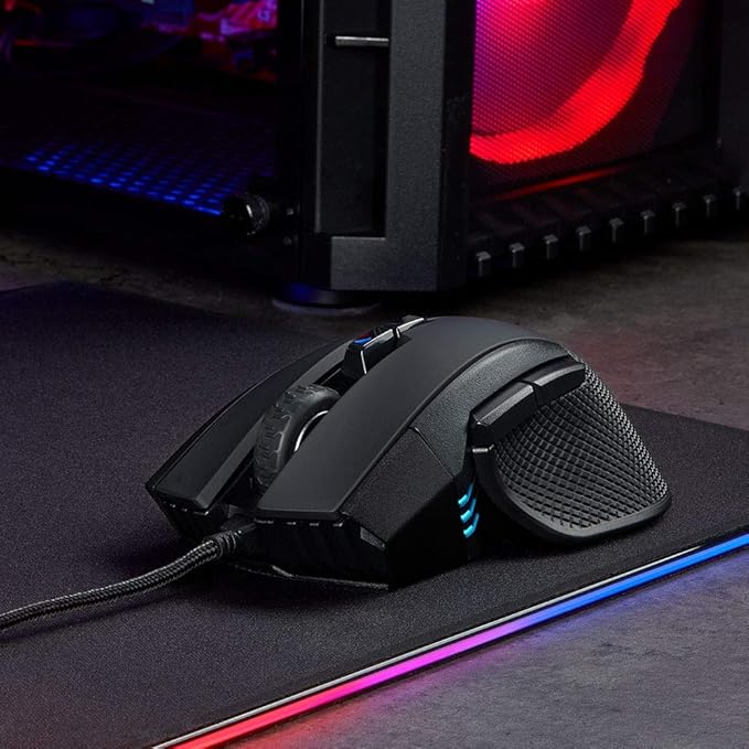 Corsair IRONCLAW RGB Ratón con Cable para Juegos FPS/MOBA - 18.000 PPP - 7 Botones Programables - Diseñado para Manos Grandes - Compatible con iCUE - PC, Mac, PS5, PS4, Xbox - Negro