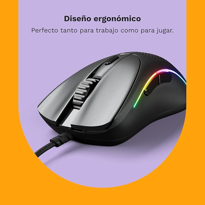 Glorious Gaming Model D 2 Ratón Gaming con Cable - ergonómico, superligero 58 g, Sensor óptico 26K, 6 Botones programables, 80 Millones de clics, FPS, MMO, MOBA, Battle Royale - Negro Mate