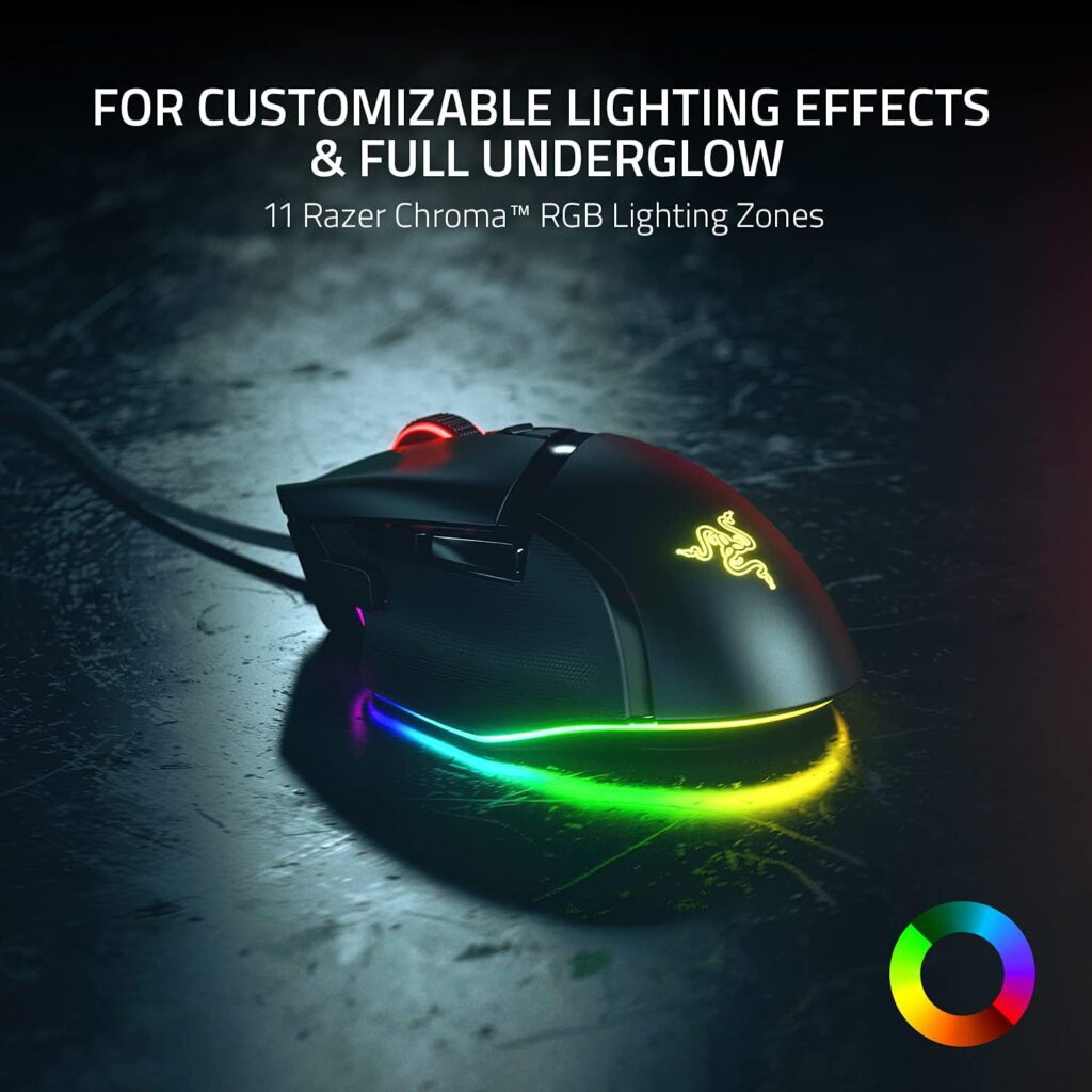 Razer Basilisk V3 - Ratón para Juegos Personalizable con Cable (10+1 Botones Programables, Rueda Inclinable Hyperscroll, 11 Zonas De Iluminación
