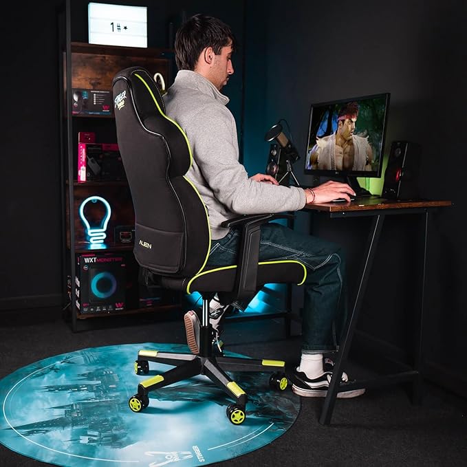Woxter Stinger Station Alien Green - Silla Gaming Oficina (Gamer, Eje Acero, Levantamiento por pistón Gas, Piel Sintética, Ergonómica, Reposabrazos, Altura Ajustable, Cojín Lumbar)