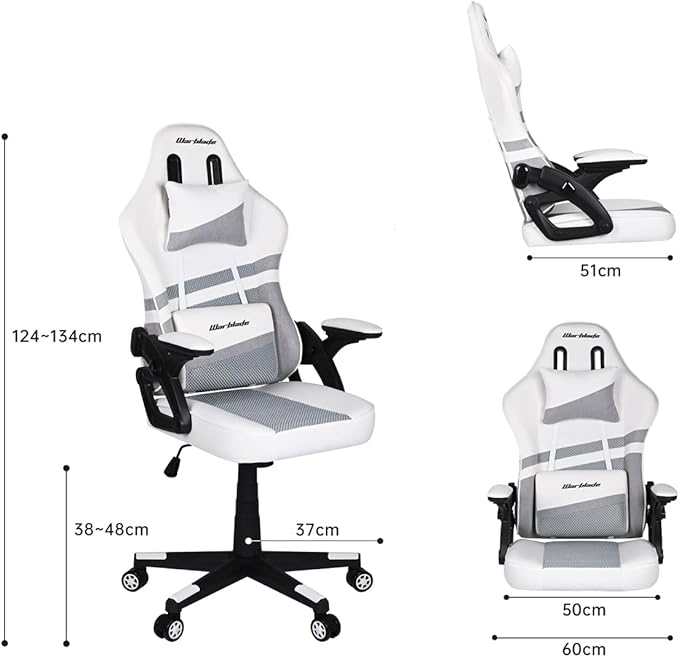 T-LOVENDO.ES - Silla Gamer Gaming Profesional, Ergonómica, de Tela Transpirable y Antimanchas, Reposabrazos Abatibles. para Adultos. Altura Regulable, Giratoria.