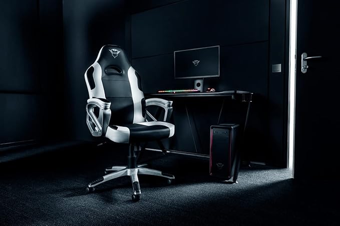 Trust GXT 705W Ryon Silla Gaming ergonómica, diseñada para jugar cómodamente durante horas, blanco