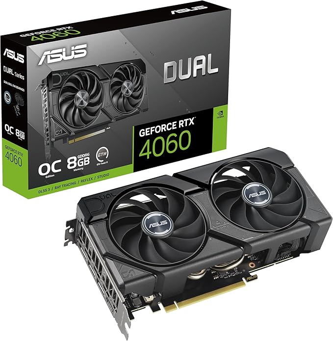ASUS GeForce RTX 4060 Dual EVO 8G OC Tarjeta gráfica para Juegos – 2535 MHz Boost Clock, GDDR6X, PCIe Gen 4, DLSS 3, 3X DP v 1.4a, HDMI 2.1a (soporta 4K y 8K HDR)