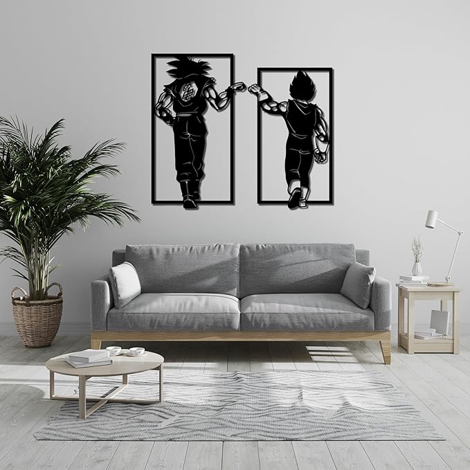 Cuadro Dragon Ball Goku vs Vegeta Puño a Puño en madera 3D – Arte mural anime para decoración de pared, estilo épico con opción gran formato, ideal para fans y coleccionistas
