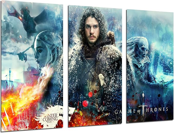 DKORARTE Cuadro Moderno Fotografico Serie Juego de Tronos, Jon Nieve, Jon Snow, Khaleesi, Rey de la Noche, 97 x 62 cm,