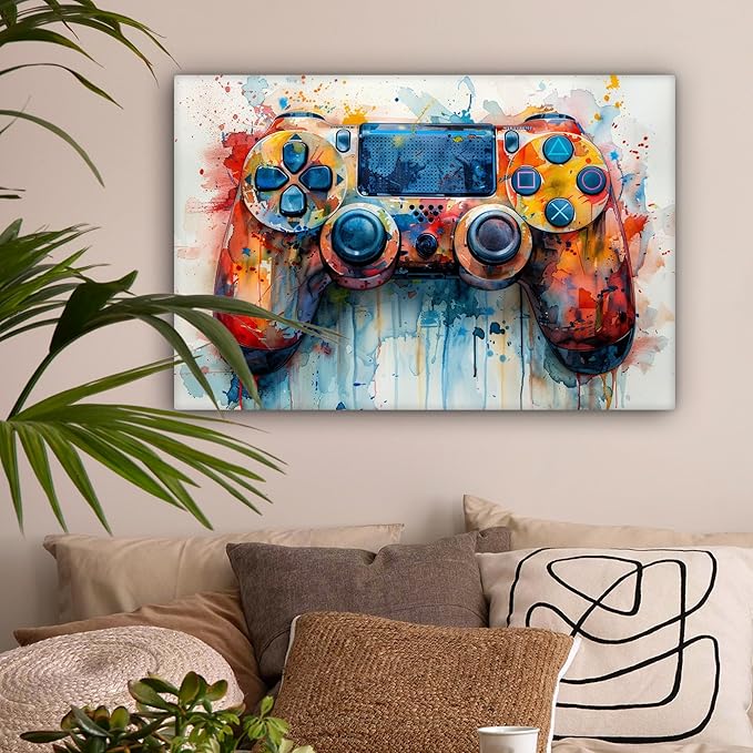 MuchoWow© Cuadros Decoracion Salon Modernos 90x60 cm Lienzos de Fotos Pared Wall Art Lienzo Decoração Cuadro de salones Habitación infantil y juvenil - Juego - Mando de juegos
