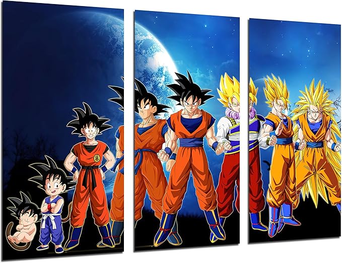 DKORARTE Cuadro Moderno Fotografico Vídeo juego, Dragon Ball, Son Goku, Evolución, 97 x 62 cm