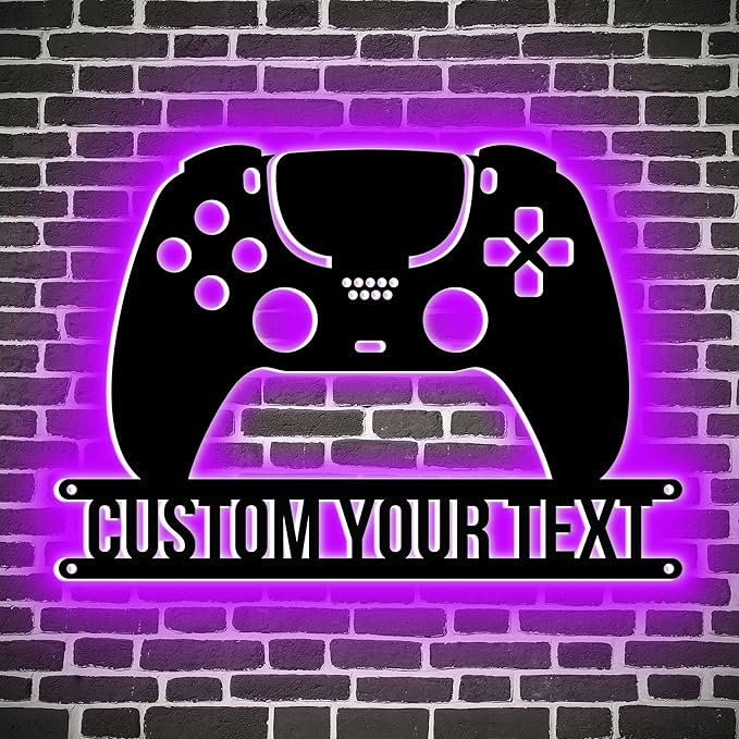 GMDLSK Letrero LED Neon Personalizado para Gamers - Decoración de Pared en Metal con Nombre y Icono de Mando, Lámpara Nocturna para Habitación de Adolescentes, Luces Sala de Juegos
