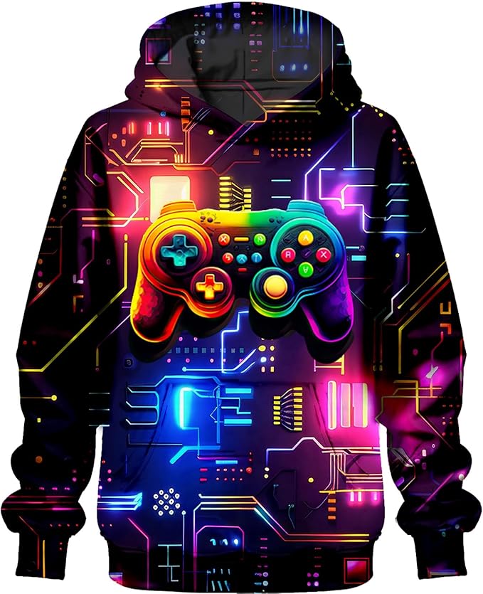 PADOLA Niños Sudaderas 3D Impresión Sweatshirt Hoodies con Capucha Mangas largas Navidad Regalo Deporte Anime