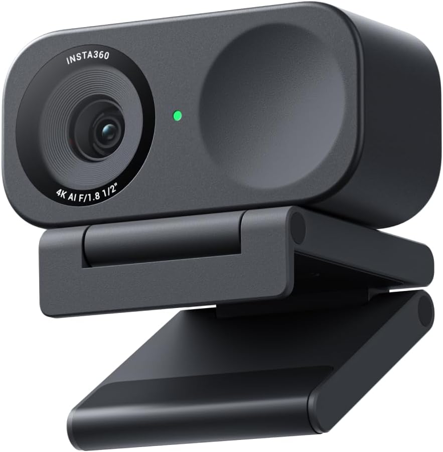 Insta360 Link 2C Paquete Estándar Negro Grafito - Webcam 4K PC/Mac, Sensor 1/2", Encuadre automático, HDR, cancelación de Ruido por IA, Control por Gestos para Streaming, videollamadas, Gaming