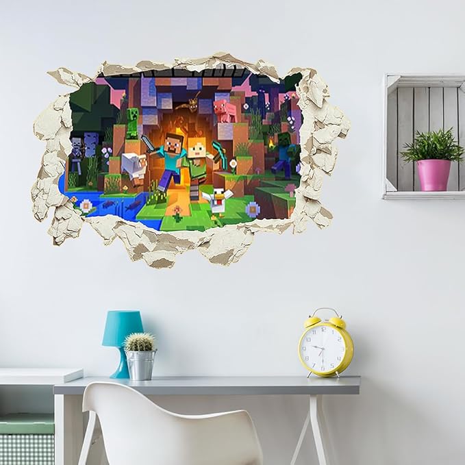 YCVBCY Pegatinas de Pared Dibujos Animados,3D Cool Juego Pared Decorativos,Juego de Píxeles Stickers Infantiles para Salon Habitación Infantiles Bedroom Decor Sticker - C