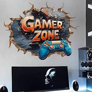 3D Juego etiqueta de la pared,Gamer Controller Pegatinas de Pared,Juego Joystick etiqueta engomada para los muchachos adolescentes niños dormitorio sala de juegos cuarto de niños decoración-Estilo C