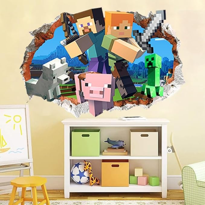 Yoimckay Pegatinas Creeper Decoraciones Murales Gamer 3D PVC Verde Pared Dormitorio Bebé Niño Dormitorio Decoraciones Pvc Pegatina