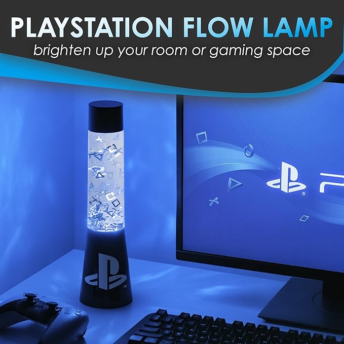 Lámpara Líquida PlayStation - Lámpara Oficial Sony con Iconos Flotantes, Decoración Gamer