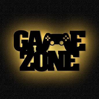 Namofactur Gamezone - Lámpara de pared decorativa para habitación de gamer, para cumpleaños, gamer, tablero de fibra de densidad media, funciona con pilas