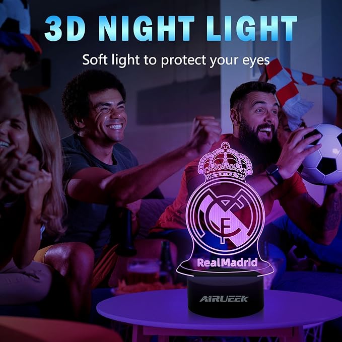 AIRUEEK Lampara Madrid, Luz de noche 3d, LED lámpara con control remoto - madrid niño regalos para Navidad, Cumpleaños, Comunión